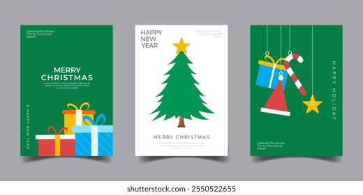 Merry christmas and happy new years greeting card ornament decorative