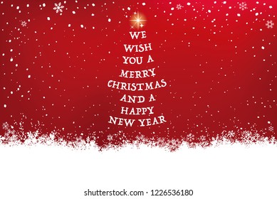 Merry Christmas and Happy New Year.white christmas tree on red background.Merry Christmas card. Vector Illustration.