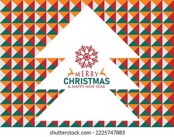 merry christmas and happy newyear with pine tree in triangle pattern celebration background for advertisement brochure template banner website cover package design product presentation vector eps.