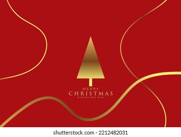 merry christmas and happy newyear with three and golden silkline curve and wavy background for advertisement brochure template banner website cover product package design presentation vector eps.