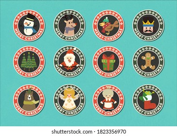 Merry christmas and happy newyear vector badge collection set,Christmas vector character logo collection set.