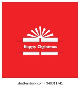 Merry Christmas and Happy Winter background celebration typography with presents and giftbox. Vector illustration. White icon on Red background