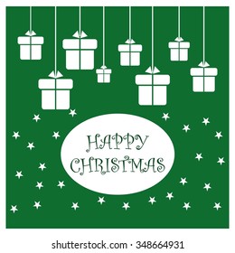 Merry Christmas and Happy Winter background celebration typography with presents and giftbox. Vector illustration.