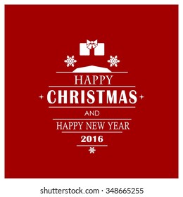 Merry Christmas and Happy Winter background celebration typography with presents and giftbox. Vector illustration.