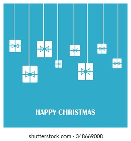 Merry Christmas and Happy Winter background celebration typography with presents and giftbox. Vector illustration. web banner template