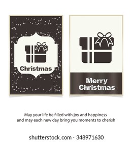 Merry Christmas and Happy Winter background celebration typography with presents and gift box. Vector illustration.