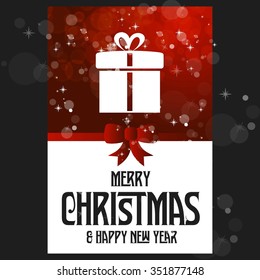 Merry Christmas and Happy Winter background celebration typography with presents and gift box