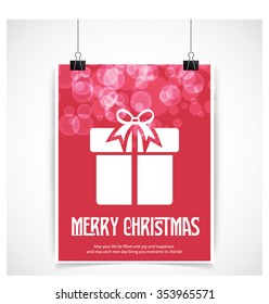 Merry Christmas and Happy Winter background celebration typography with presents and gift box. Vector illustration.
