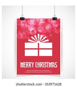 Merry Christmas and Happy Winter background celebration typography with presents and gift box. Vector illustration.