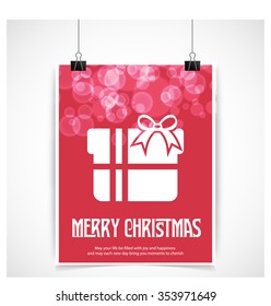 Merry Christmas and Happy Winter background celebration typography with presents and gift box. Vector illustration.