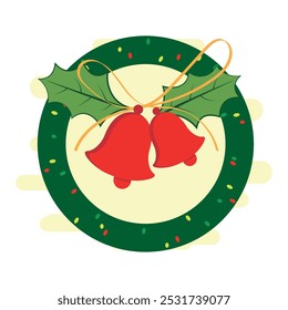 Merry Christmas, Happy Xmas wreath, winter holiday decoration