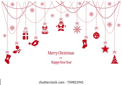 Merry Christmas and Hapy New year! Happy toys red big card