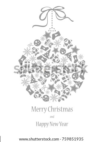 Merry Christmas and Hapy New year! Christmas ball silver