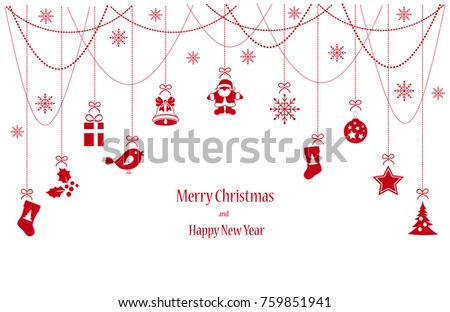 Merry Christmas and Hapy New year! Happy toys red big card