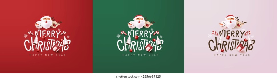 Merry Christmas header text banner with festive decoration 