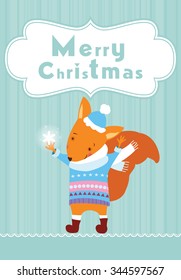 Merry Christmas hedgehog with snowflake background