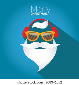 Merry Christmas hipster poster for party or greeting card. Vector illustration