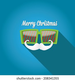 Merry Christmas hipster poster for party or greeting card. Vector illustration