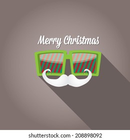 Merry Christmas hipster poster for party or greeting card. Vector illustration