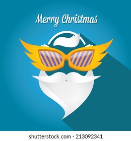 Merry Christmas hipster poster for party or greeting card. Vector illustration