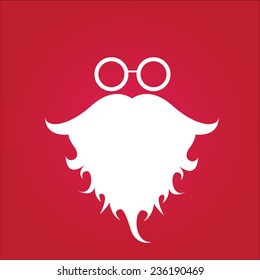 Merry Christmas hipster poster for party or greeting card on red background. Vector illustration