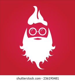 Merry Christmas hipster poster for party or greeting card on red background. Vector illustration