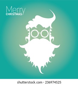 Merry Christmas hipster poster for party or greeting card on azure background. Vector illustration