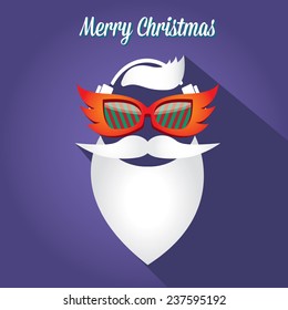 Merry Christmas hipster poster for party or greeting card on violet background. Vector illustration