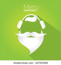 Merry Christmas hipster poster for party or greeting card on green background. Vector illustration