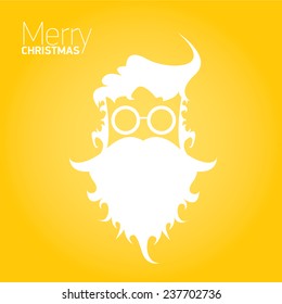 Merry Christmas hipster poster for party or greeting card on orange background. Vector illustration