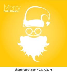 Merry Christmas hipster poster for party or greeting card on orange background. Vector illustration