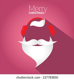 Merry Christmas hipster poster for party or greeting card on pink background. Vector illustration