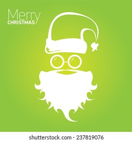 Merry Christmas hipster poster for party or greeting card on green background. Vector illustration