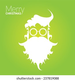 Merry Christmas hipster poster for party or greeting card on green background. Vector illustration