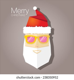 Merry Christmas hipster poster for party or greeting card on grey background. Vector illustration