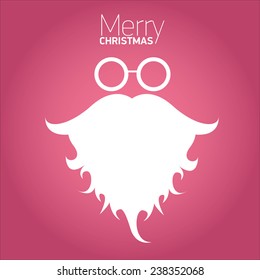 Merry Christmas hipster poster for party or greeting card on pink background. Vector illustration