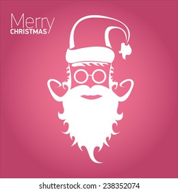 Merry Christmas hipster poster for party or greeting card on pink background. Vector illustration