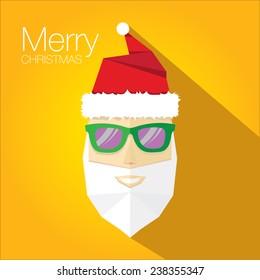 Merry Christmas hipster poster for party or greeting card on orange background. Vector illustration