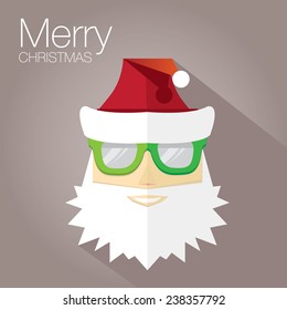 Merry Christmas hipster poster for party or greeting card on grey background. Vector illustration