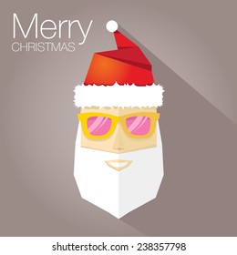 Merry Christmas hipster poster for party or greeting card on grey background. Vector illustration