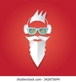 MERRY Christmas hipster poster for party or greeting card. Vector illustration. Santa Hipster Claus. vector merry christmas art design