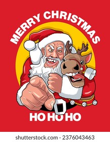 Feliz Navidad Ho Ho Ho Ho Ho. Estilo de ilustración vectorial de Navidad.
