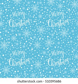 Merry Christmas. Holiday backdrop, snowflake pattern, Christmas decor, seamless winter background. Vector illustration.