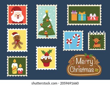 Merry Christmas holiday card collection illustration vector
