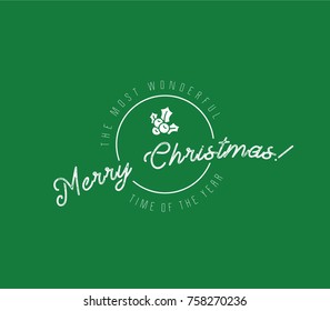 Merry Christmas Holiday Card Most Wonderful Time of the Year Round Badge Season Greetings Sticker