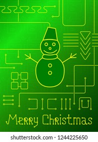 Merry Christmas Holiday Greeting Card. Geometry lines, art techno style. Line art design. Vector Illustration.
