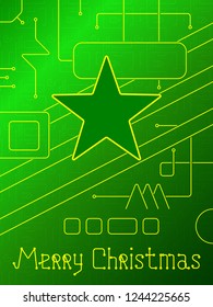 Merry Christmas Holiday Greeting Card. Geometry lines, art techno style. Line art design. Vector Illustration.