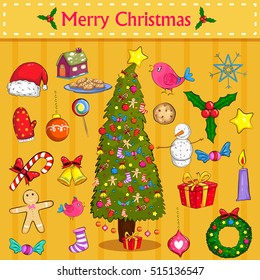 Merry Christmas holiday greeting card background in vector