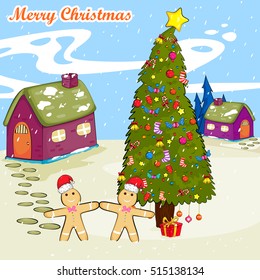 Merry Christmas holiday greeting card background in vector