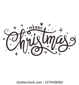 Merry Christmas Holiday Greetings Card With Handwritten Text On White Background Vector EPS